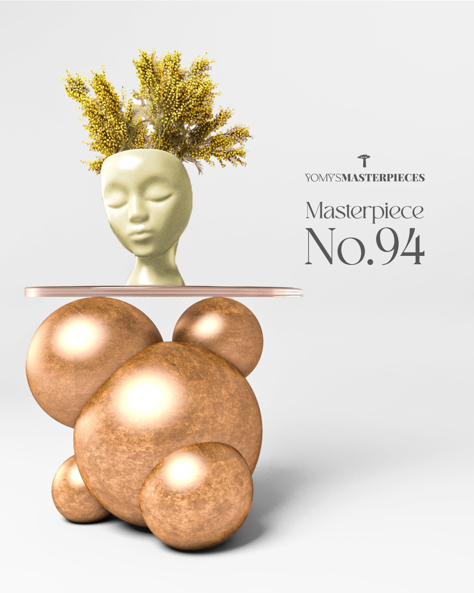 Bubble Side Table with Glass Top _ Masterpiece No.94 – Luxury handcrafted Side Table by Yomy's Masterpieces