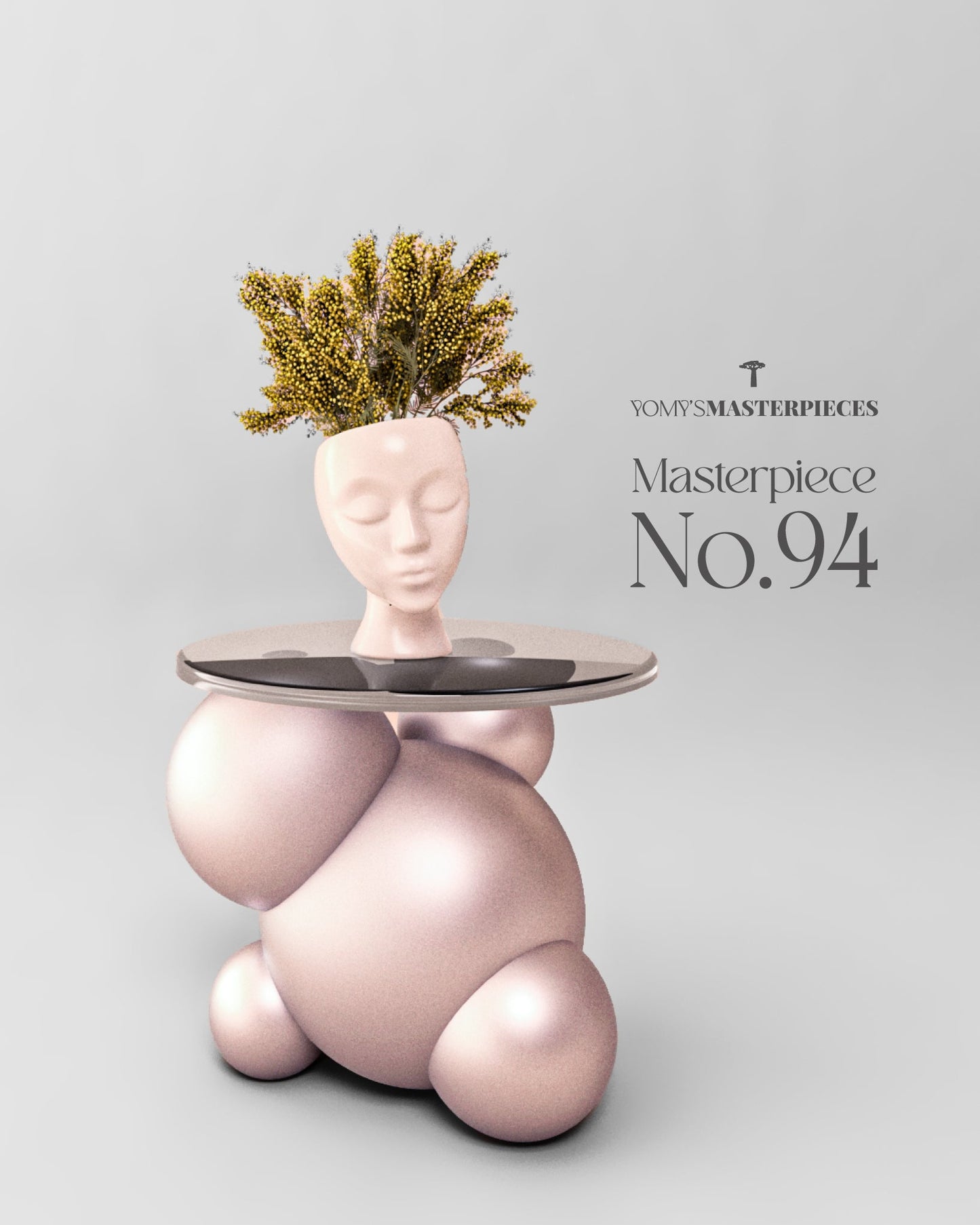 Bubble Side Table with Glass Top _ Masterpiece No.94 – Luxury handcrafted Side Table by Yomy's Masterpieces