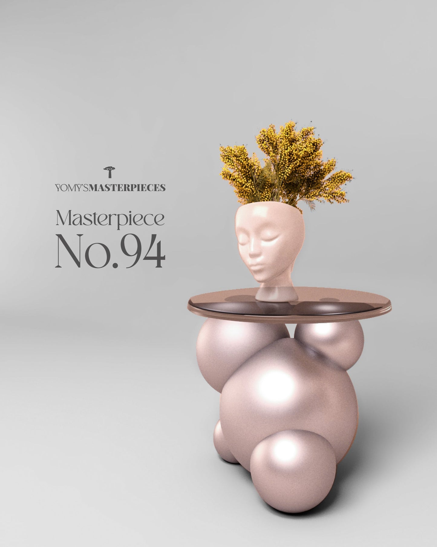Bubble Side Table with Glass Top _ Masterpiece No.94 – Luxury handcrafted Side Table by Yomy's Masterpieces